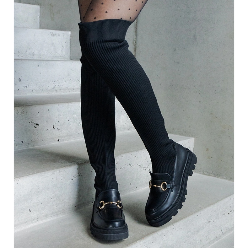 Crne čizme s fleksibilnim gornjištem i ravnom petom crno 1