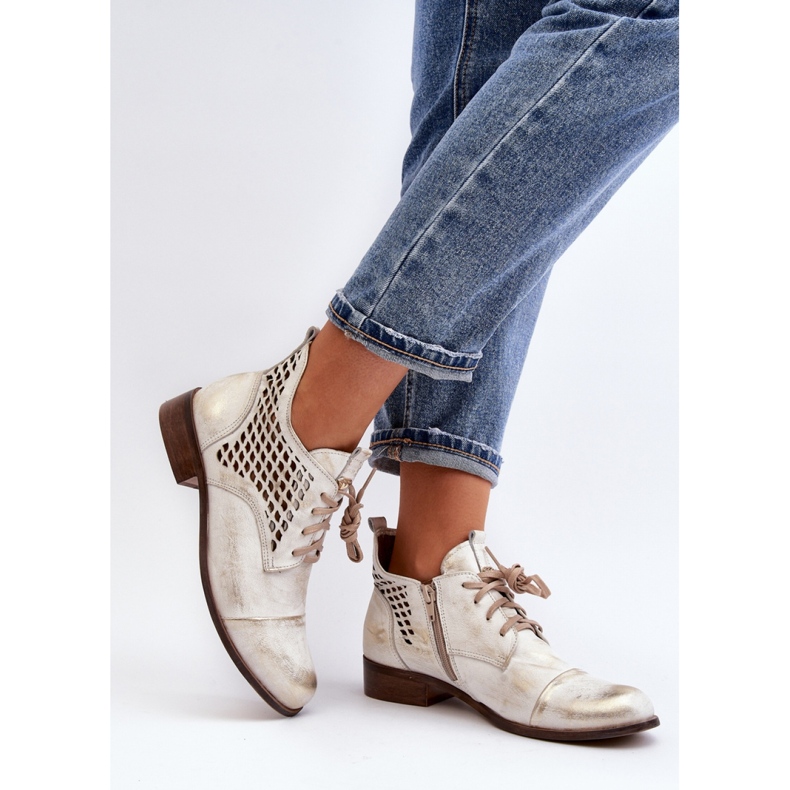 Ažur čizme Model Zazoo 2878/004 Zlato zlatni 2