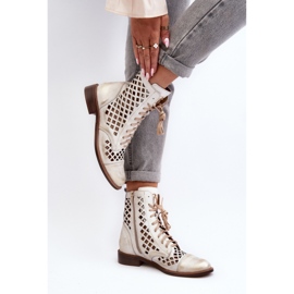 Visoke otvorene čizme Zazoo 2695/004 zlato zlatni 2