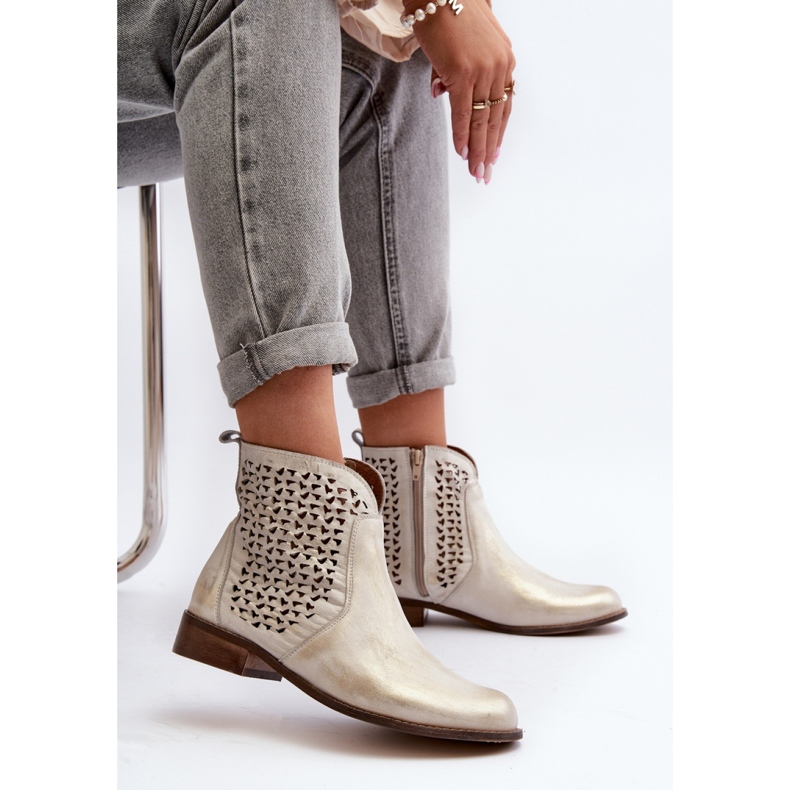 Zazoo zlatne otvorene čizme žuta boja 1