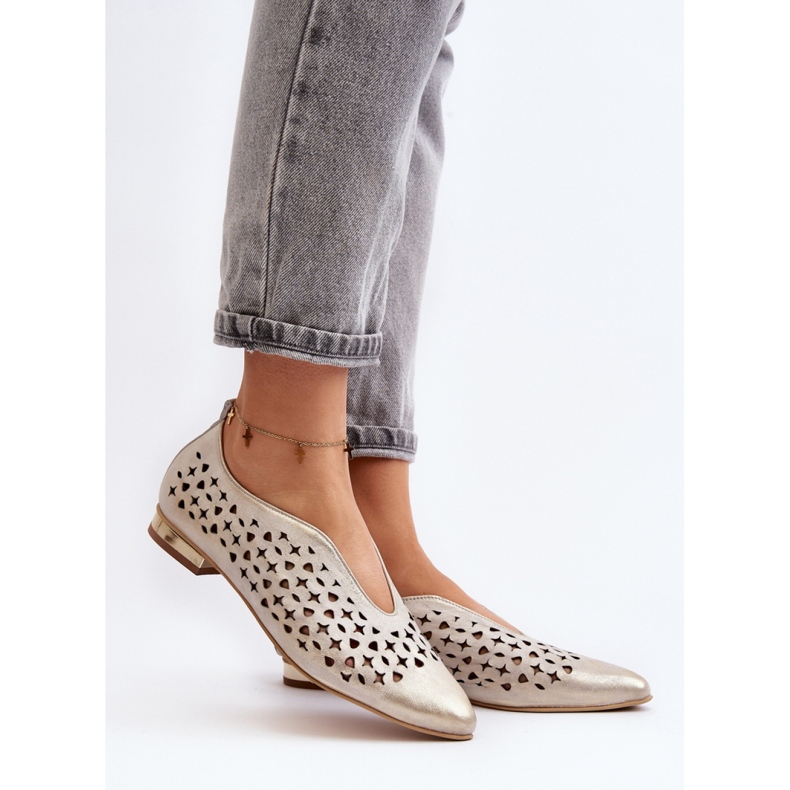 Ažur balerinke Model Zazoo Gold zlatni 1