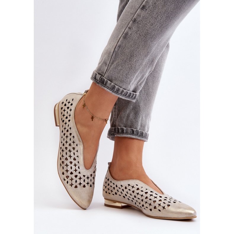 Ažur balerinke Model Zazoo Gold zlatni 2