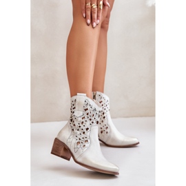 Ženske gležnjače na visoku petu s otvorenim uzorkom Lewski 3394/2 brušeno zlato zlatni 2