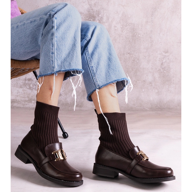 Smeđe gležnjače s gornjim dijelom od tkanine smeđa 1