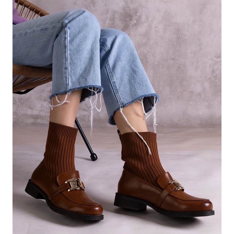 Smeđe gležnjače s gornjim dijelom od tkanine smeđa 1