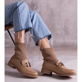 Tamno bež gležnjače s gornjištem od tkanine 1