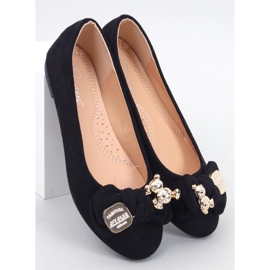 Suede balerine s crnim medvjedićima crno 1