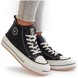 Izolirane ženske tenisice na platformi od eko kože Big Star OO274062 crne crno 5