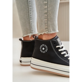 Izolirane ženske tenisice na platformi od eko kože Big Star OO274062 crne crna 3