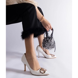 Bijele štikle ukrašene šarenim cirkonima bijela 2