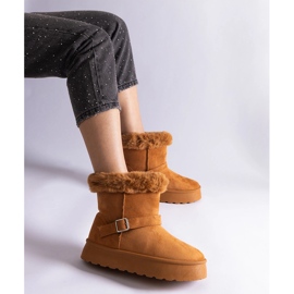 Smeđe izolirane čizme za snijeg ukrašene krznom smeđa 1