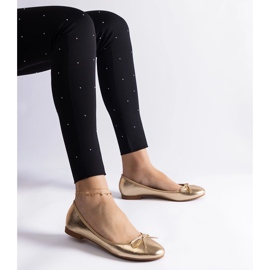 Zlatne balerinke ukrašene mašnom zlatni 1