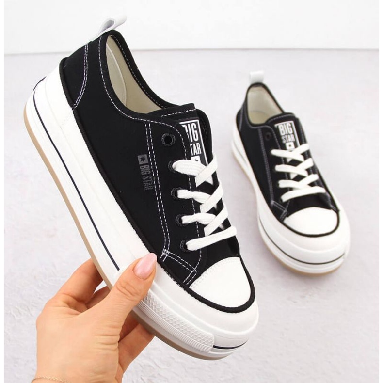 Big Star Tenisice s velikim zvijezdama na crnoj platformi NN274204 crna 1