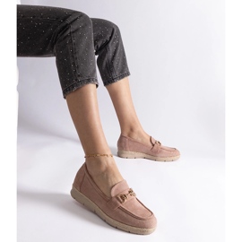 Ružičaste ženske mokasine s Eco Suedeom s lancem ružičasta 1