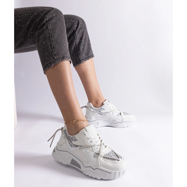 Bijele ženske tenisice sa šljokicama bijela 1