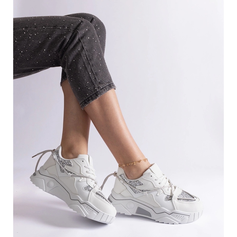 Bijele ženske tenisice sa šljokicama bijela 2