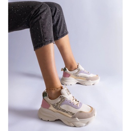 Višebojne tenisice sa sjajnim umecima bež 1