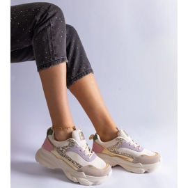 Višebojne tenisice sa sjajnim umecima bež 2