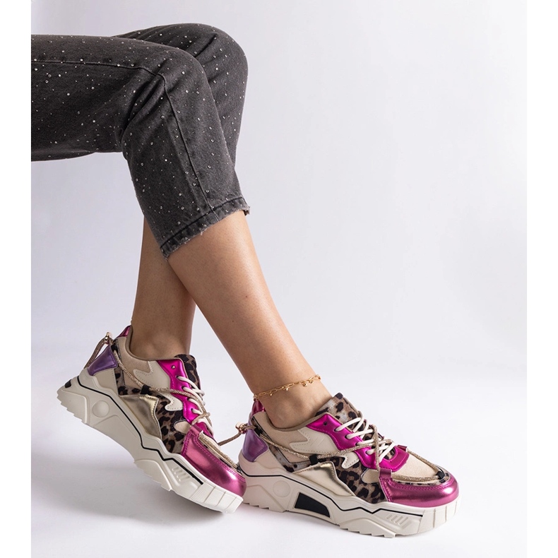 Ružičaste tenisice ukrašene cirkon špagom ružičasta 2