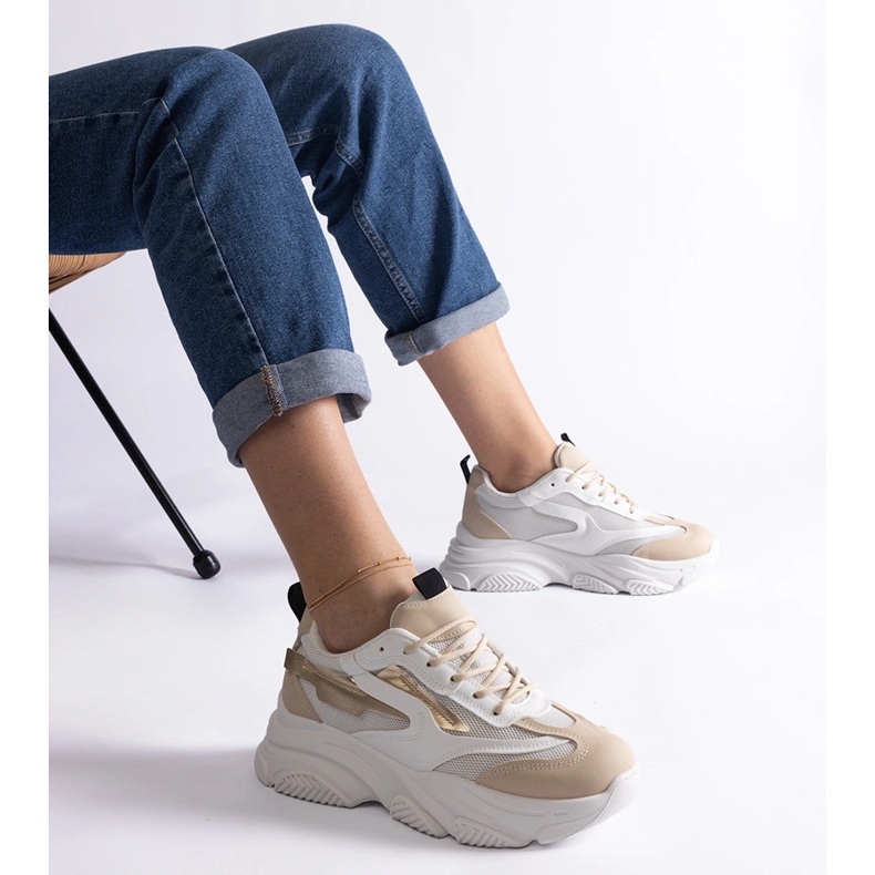 Bež i zlatne ženske tenisice 1