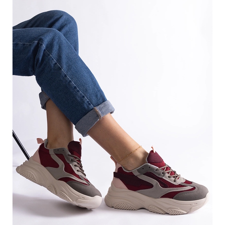 Bordo i sive ženske tenisice crvena 1