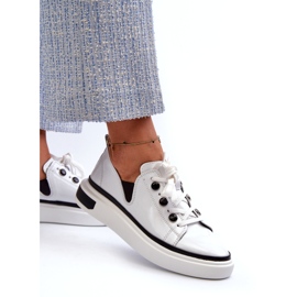S.Barski Kožne lakirane ženske sportske cipele LR535 White bijela 2