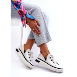 S.Barski Kožne lakirane ženske sportske cipele LR535 White bijela 3