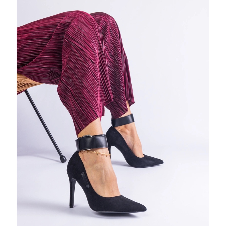 Crne salonke s visokom petom od antilop eko kože crno 1