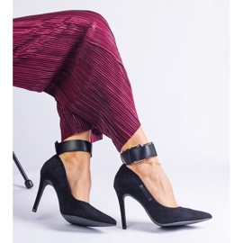 Crne salonke s visokom petom od antilop eko kože crna 2