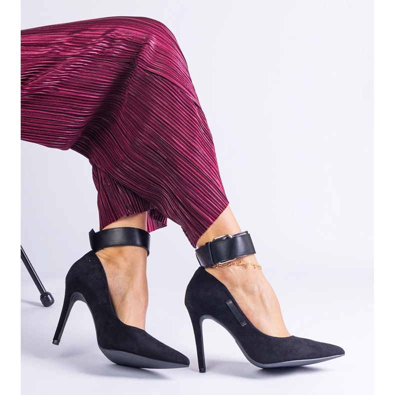 Crne salonke s visokom petom od antilop eko kože crno 2