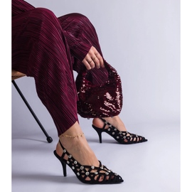 Crne sandale pletene kamenjem crna 1