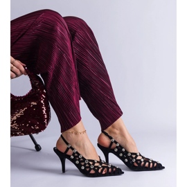 Crne sandale pletene kamenjem crna 2