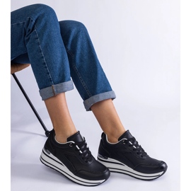 Crne tenisice na platformi ukrašeni sjajem i metalnim umetanjem crno 2