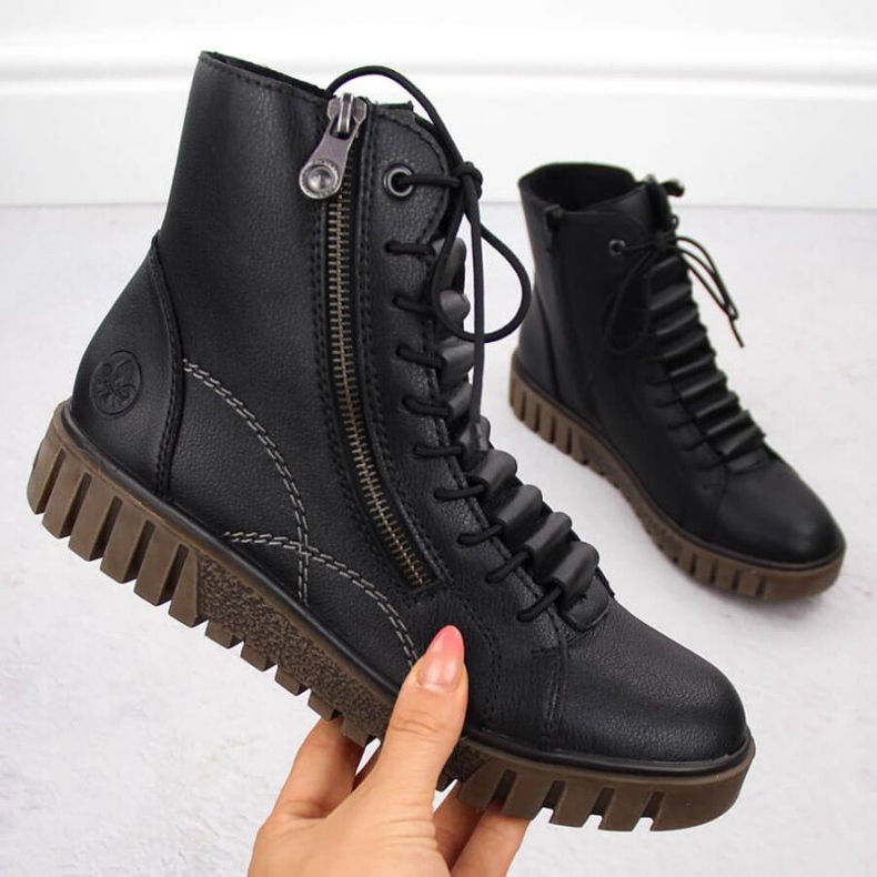 Ženske kožne čizme Rieker Y3410-00 crne crno 1