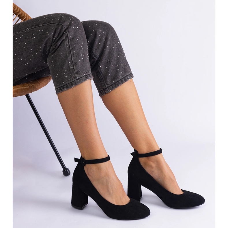 Crne pumpe na stupu eko kože crno 2