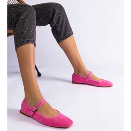 Tamno ružičaste balerine s kopčom i kvadratnim nožnim prstom ružičasta 1