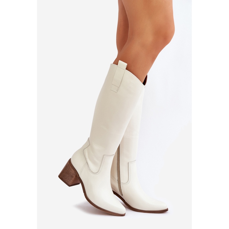 Kožne čizme ispred koljena na bijelom posta Zazoo 3675 bijela 1