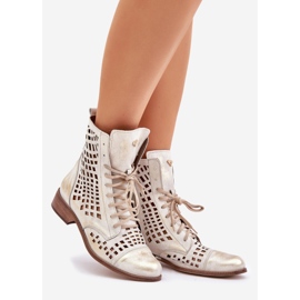 Zazoo 2627 Otvorene kožne zlatne čizme obrisane zlatna 1