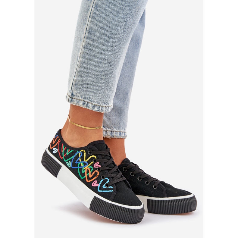 Ženske tenisice u crnim srcima crna 1