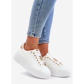 Eko kožne tenisice s igle bijelim i zlatnim bijela 1