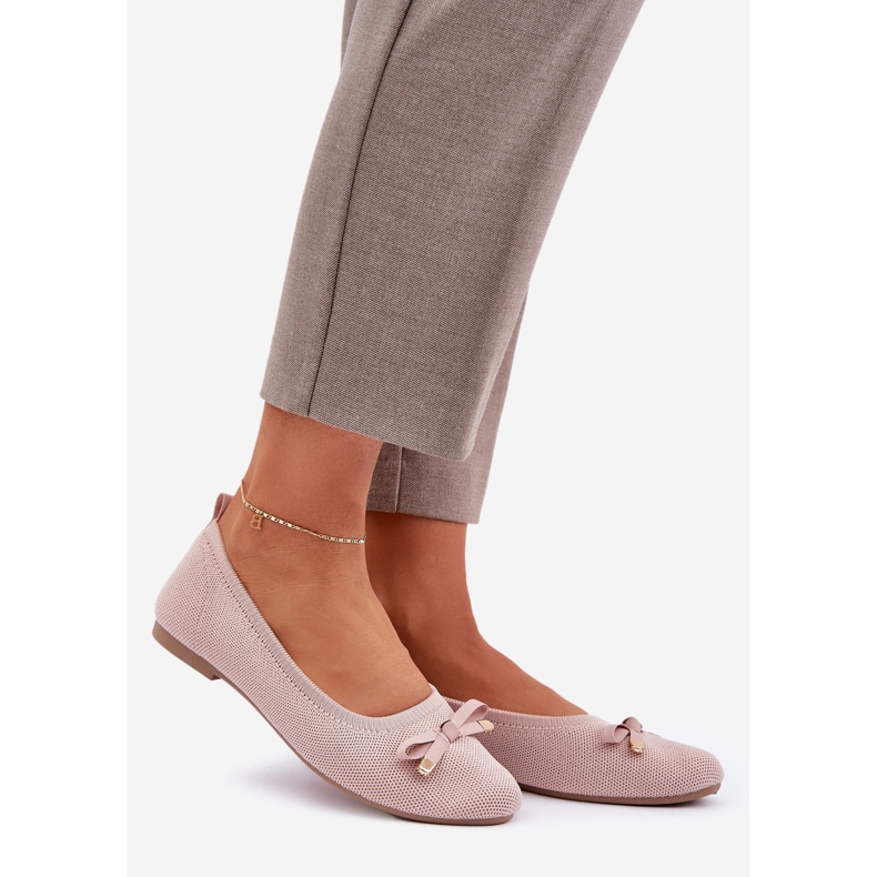 Mrežaste balerine s ružičastim lukom ružičasta 1