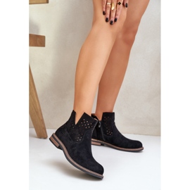 Ravne čizme s gornjim gornjim gornjim dijelom otvorenog crno 2