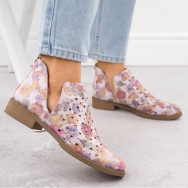 Ženske otvorene čizme umetnute u bijelo cvijeće M. Daszyński SA62-102 bijela 2