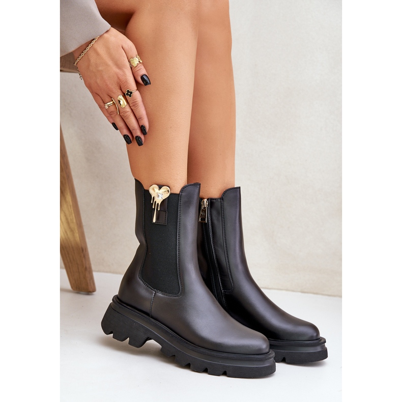 Kožne Chelsea čizme s ukrasom CheBello 4537 crne crno 2