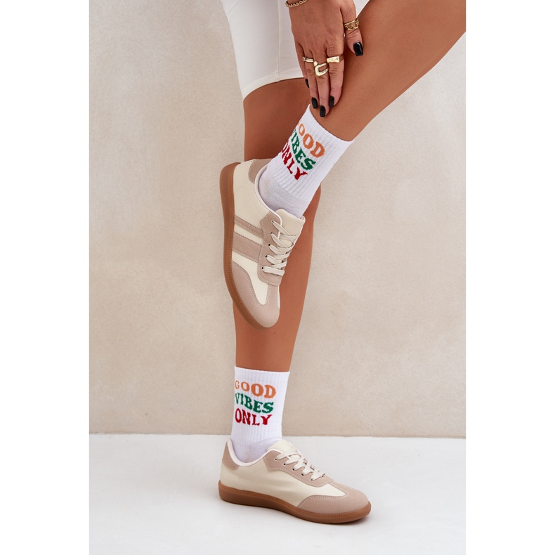 Niske ženske tenisice s eko kožom bež 2