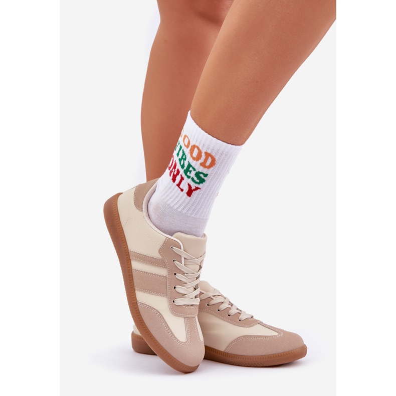 Niske ženske tenisice s eko kožom bež 1