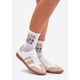 Niske ženske tenisice s eko kožom bež i bijele boje 1