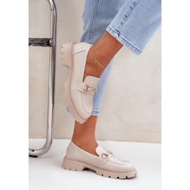 Klasične ženske nativnice s eko kožom bež s ukrasom 2