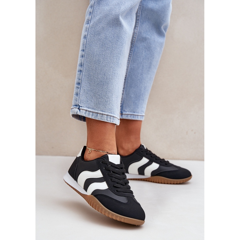 Klasične ženske tenisice s eko kožom crnom kožom 2