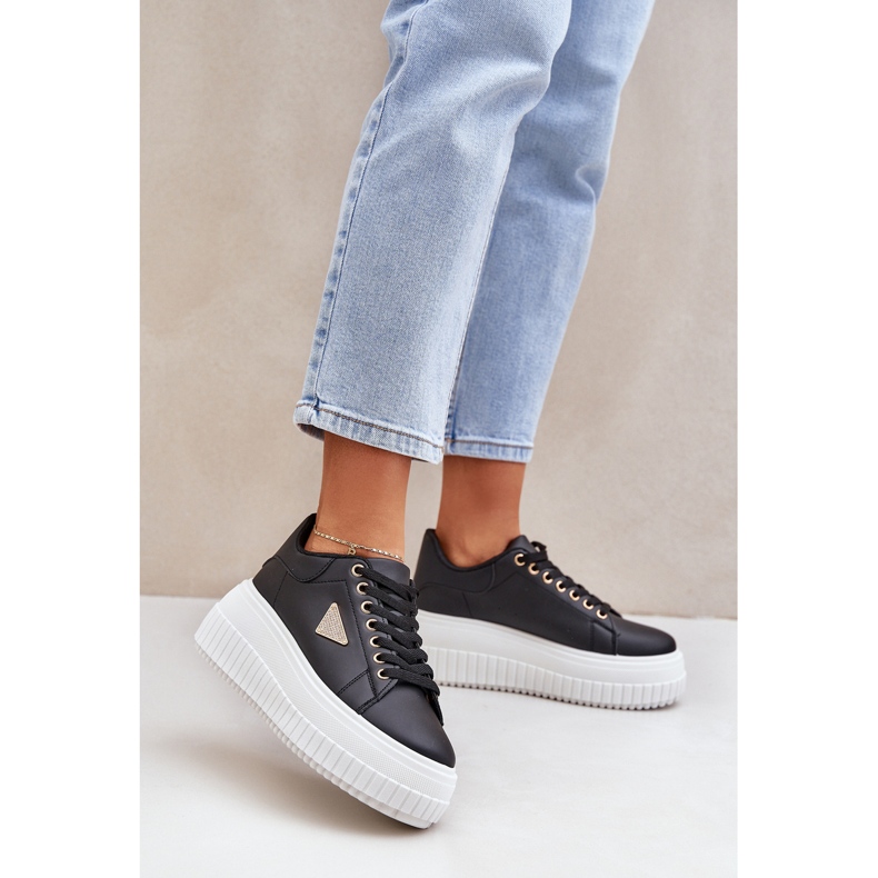 Moderne tenisice na ogromnoj crno -bijeloj platformi crna 2